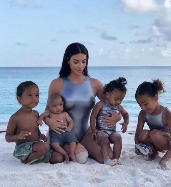 Kim Kardashian Bless The Internet With Her Adorable Family Portrait Of Her Four Toddlers; Says "it's impossible